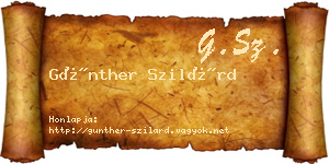 Günther Szilárd névjegykártya